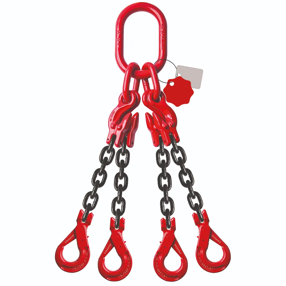 Ketting 4-sprong 2.35T- 3m met inkorthaken en veiligheidshaken CE-gekeurd 