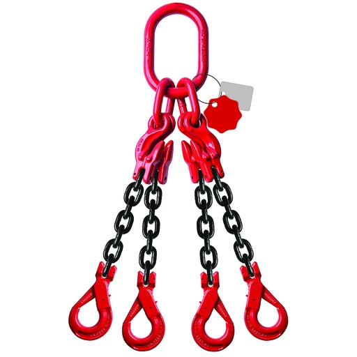 Ketting 4-sprong 8mm l=3m met Veiligheidshaak en inkorthaak 4,25 Ton 