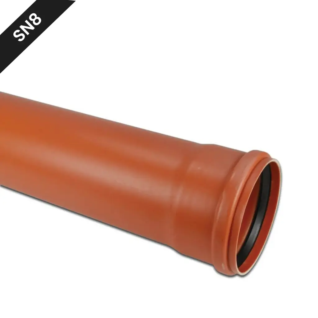 Rura PVC o średnicy 125 x 3,7 dmuchana czerwono-brązowa benor SN8 l=5m (340m/pal)