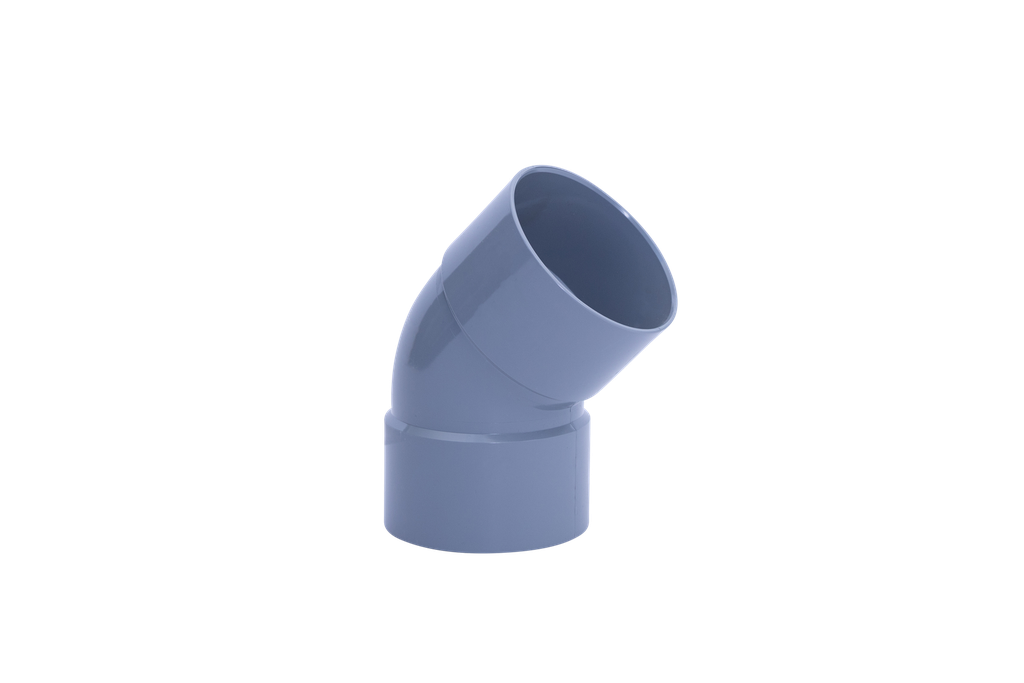 PVC-Bogen Ø 75 45° 2xM benor grau