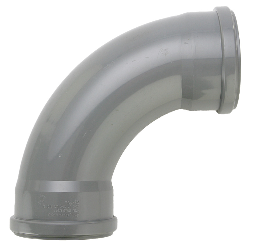 PVC-Bogen Ø 110 87° 2xM grau benor langer Radius
