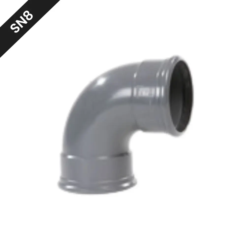 Kolanko kanalizacyjne PVC śr. 125 87° 2xM szare benor SN8