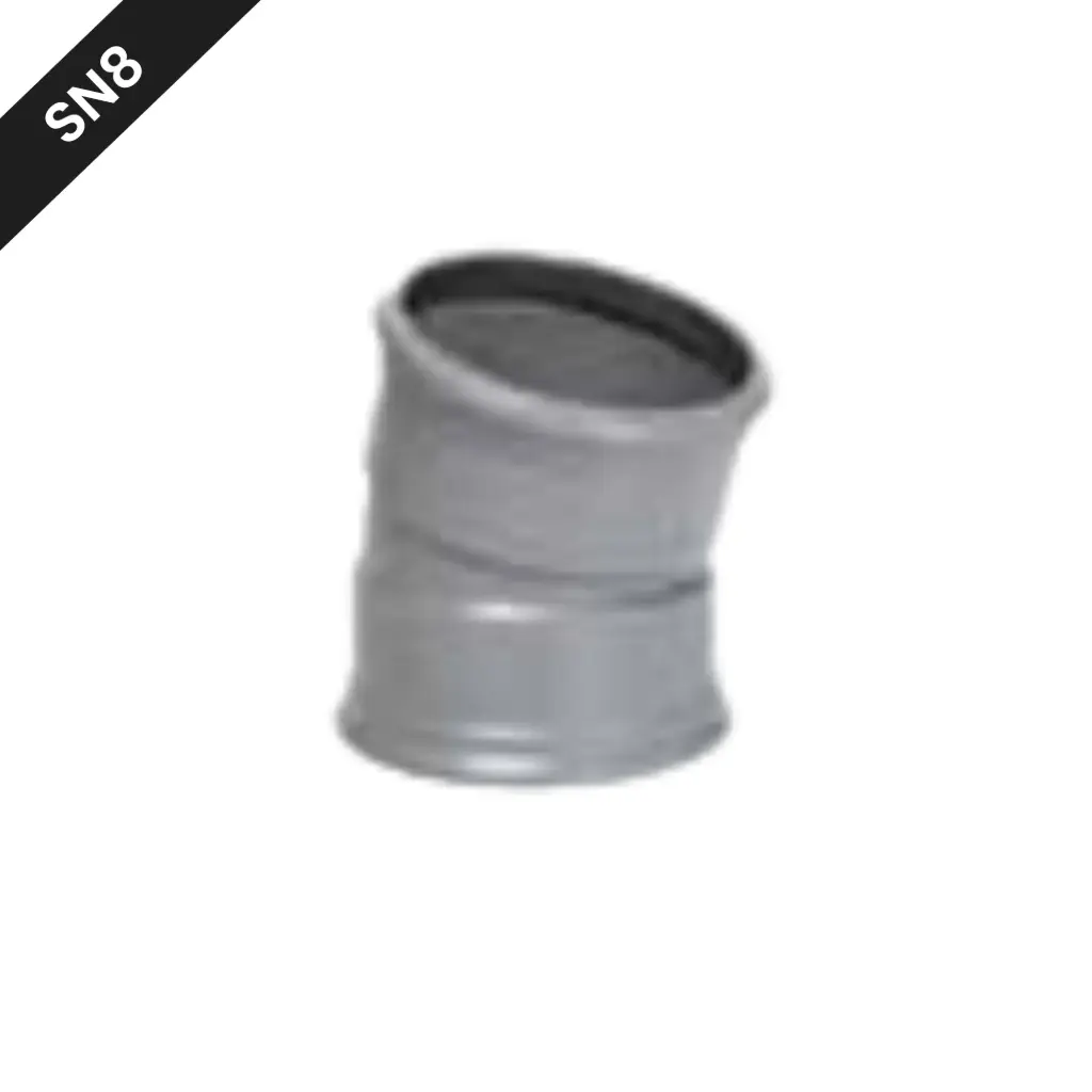 PVC street sewer bend dia 200 15° 2xM gray benor SN8 (to order)