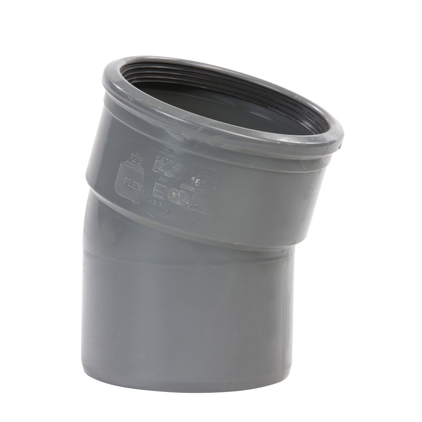 PVC-Bogen Ø 110 15° MSp grau benor SN8