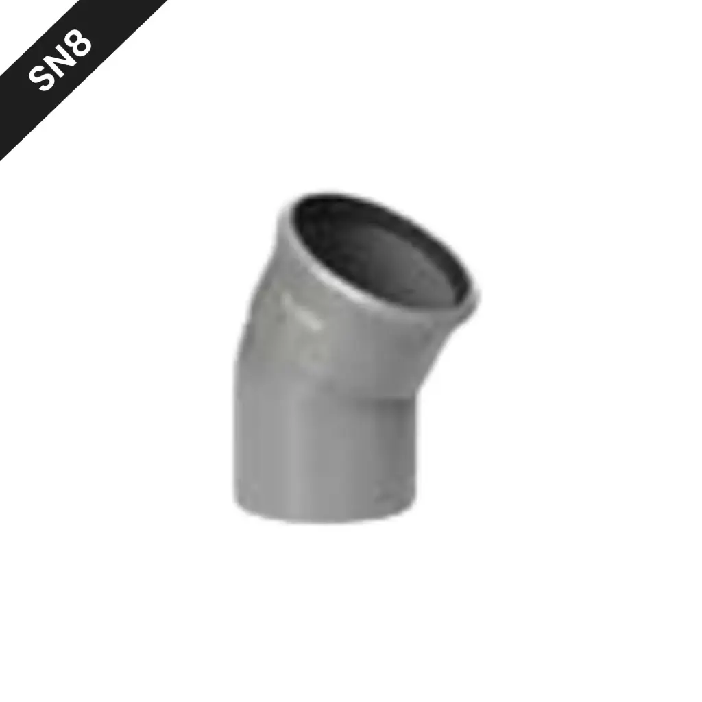 Kolanko kanalizacyjne PVC ø 125 15° MSp szare benor SN8