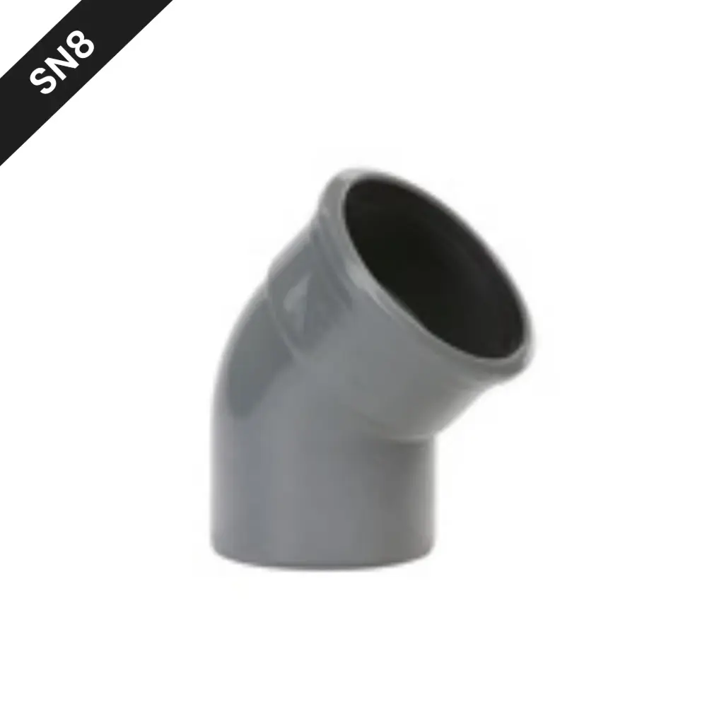 Coude d'égout en PVC dia 125 45° MSp gris benor SN8 (sur commande)