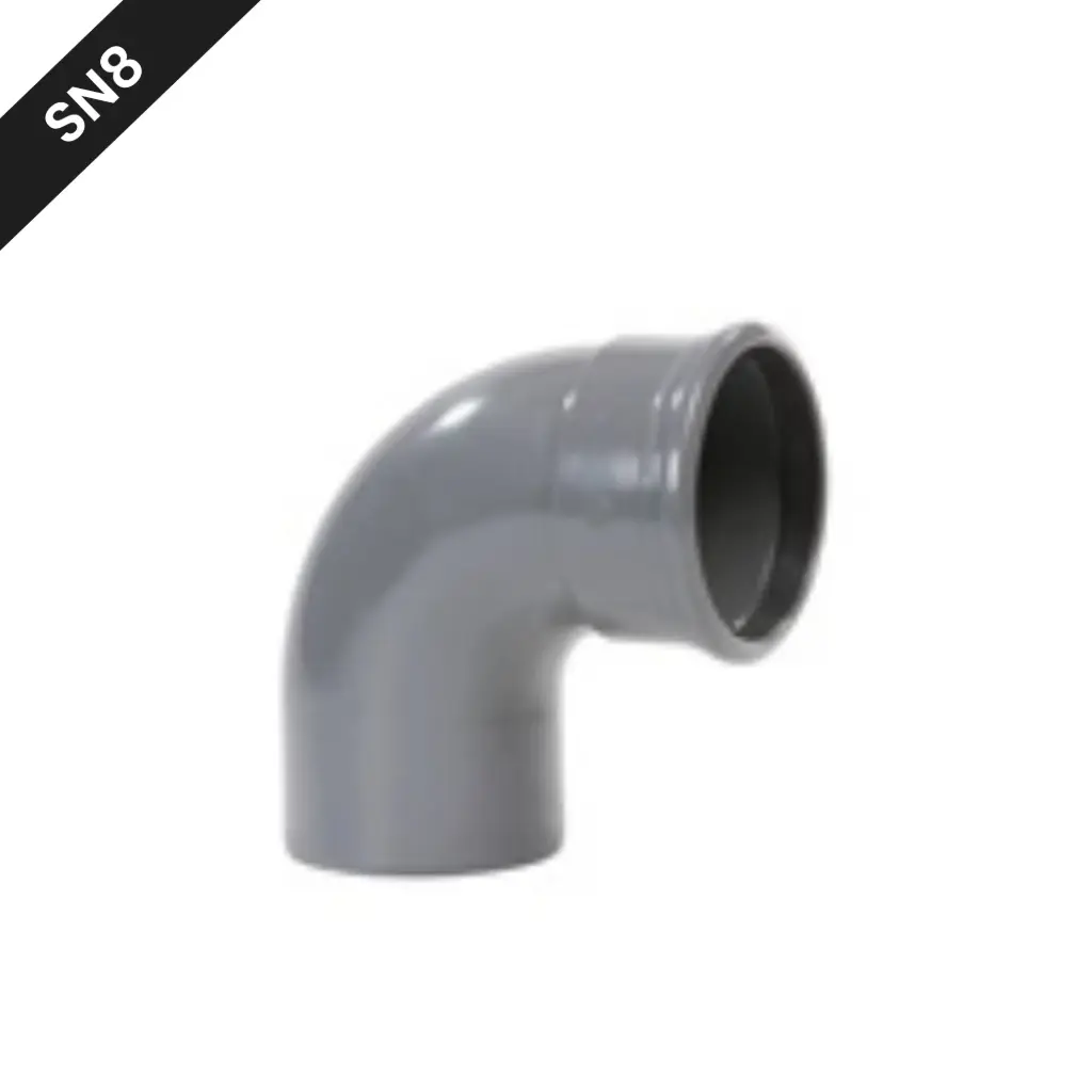 Kolanko kanalizacyjne PVC śr. 125 87° MSp szare benor SN8