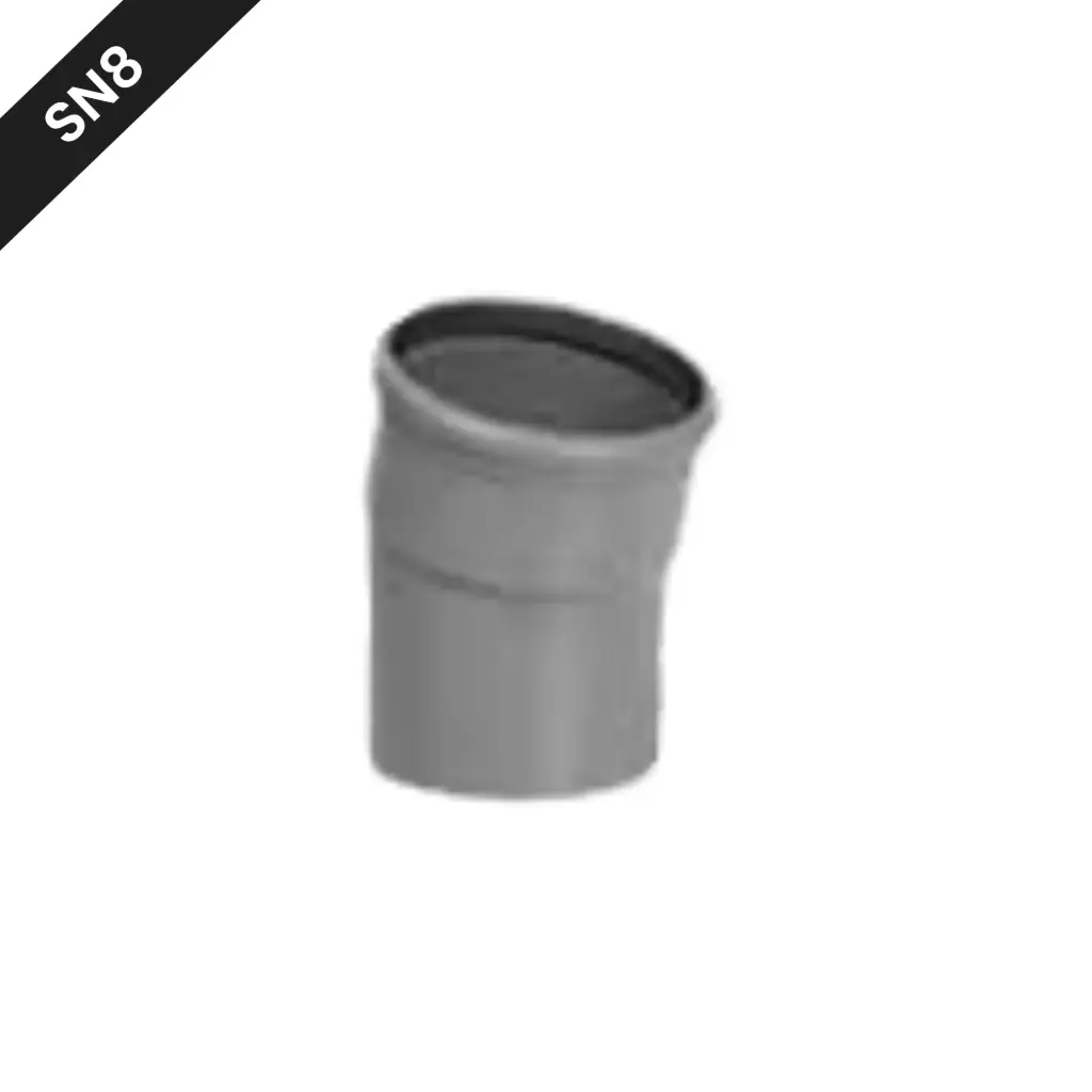 Kolanko kanalizacyjne PVC śr. 160 15° MSp szare benor SN8