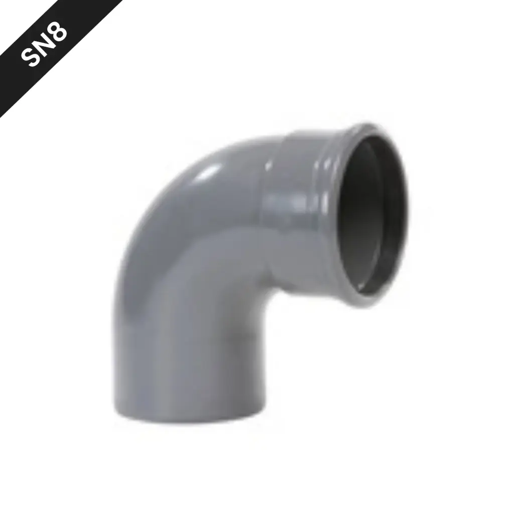 Kolanko kanalizacyjne PVC śr. 160 87° MSp szare benor SN8