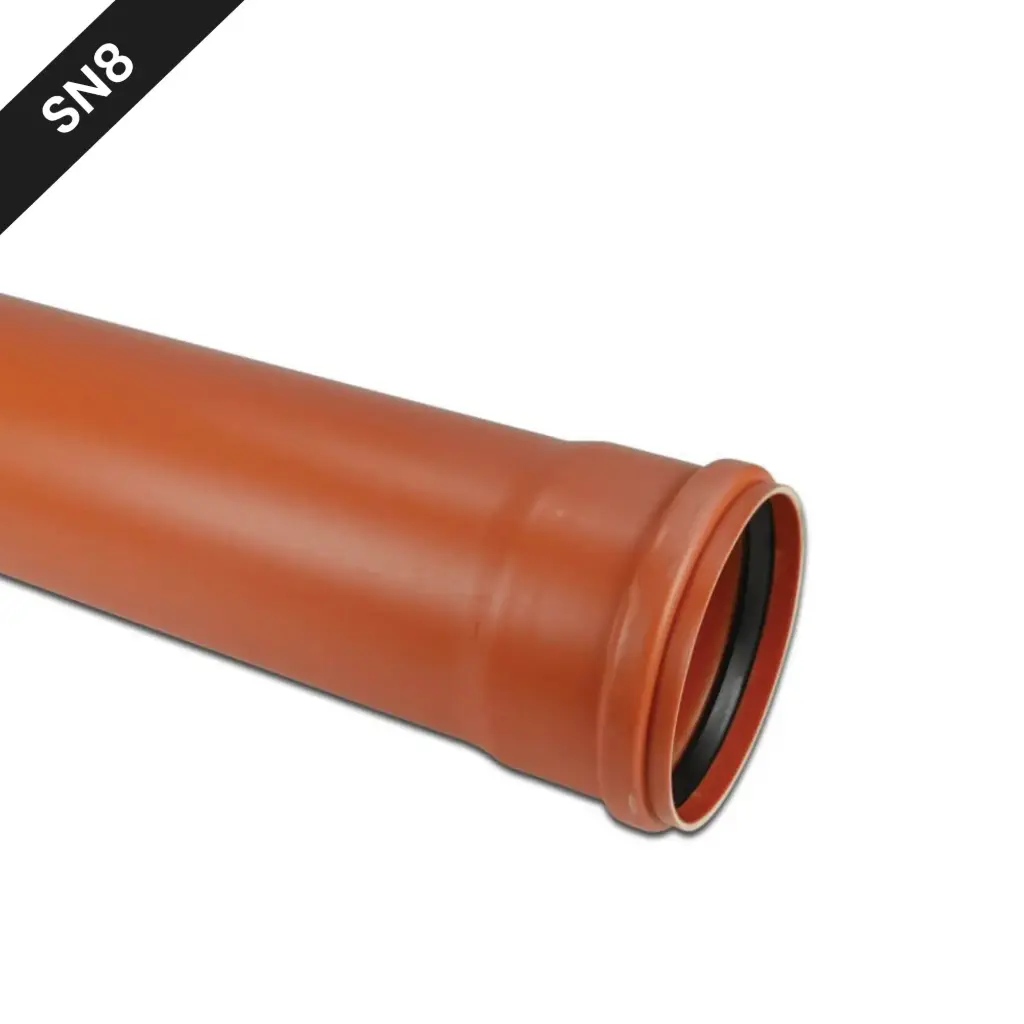 Rura PVC o średnicy 315 x 9,2 dmuchana czerwono-brązowa benor SN8 l=5m (45m/paleta)