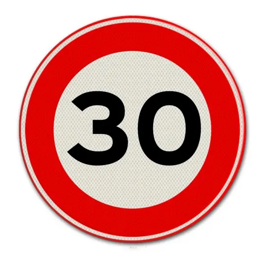 Znak drogowy C43 Maksymalna dozwolona prędkość "10"/"30" SB250 D700 HI WZ