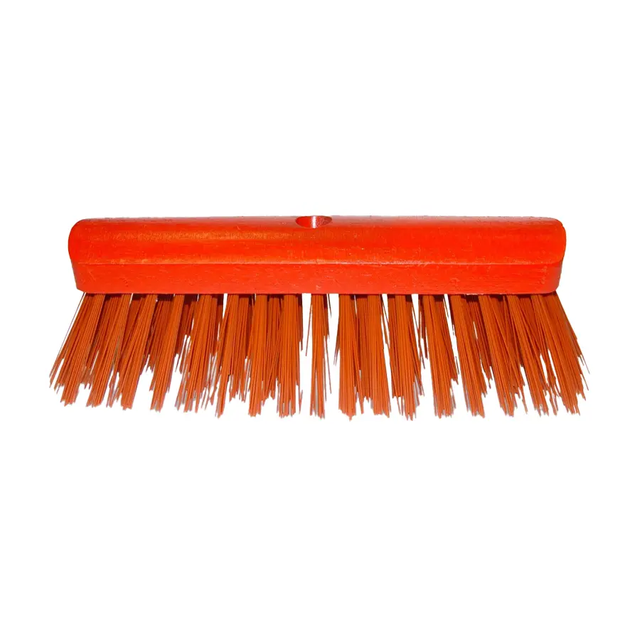 Balai de rue 100% bois rond laqué rouge (bas)