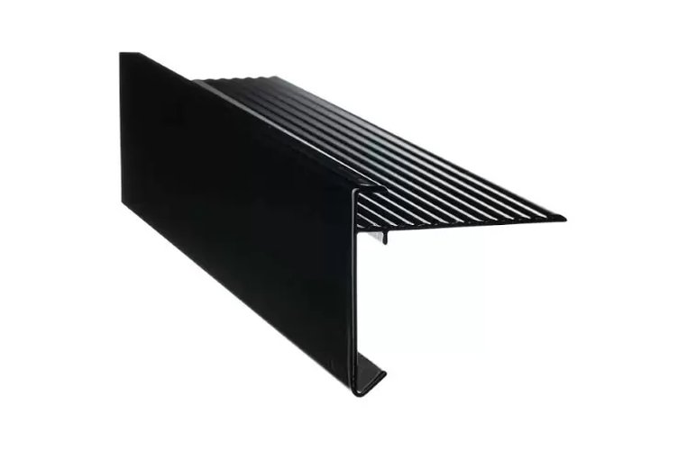 Aluminum roof edge standard 60x64mm black shiny l=2.5m
