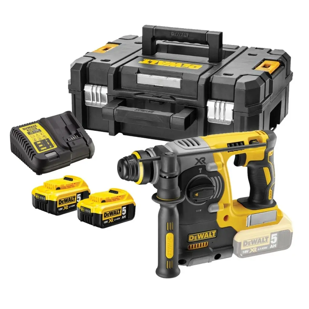 18V XR bezszczotkowy SDS + młot kombi 2x 5,0 Ah w walizce TSTAK