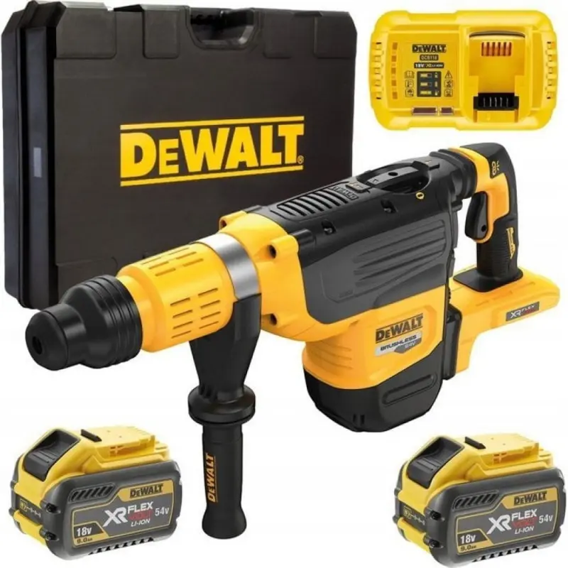 54V XR FLEXVOLT SDS-Max Kombihammer 52mm (19.4J) - 2x 9.0Ah Batterien und Schnellladegerät