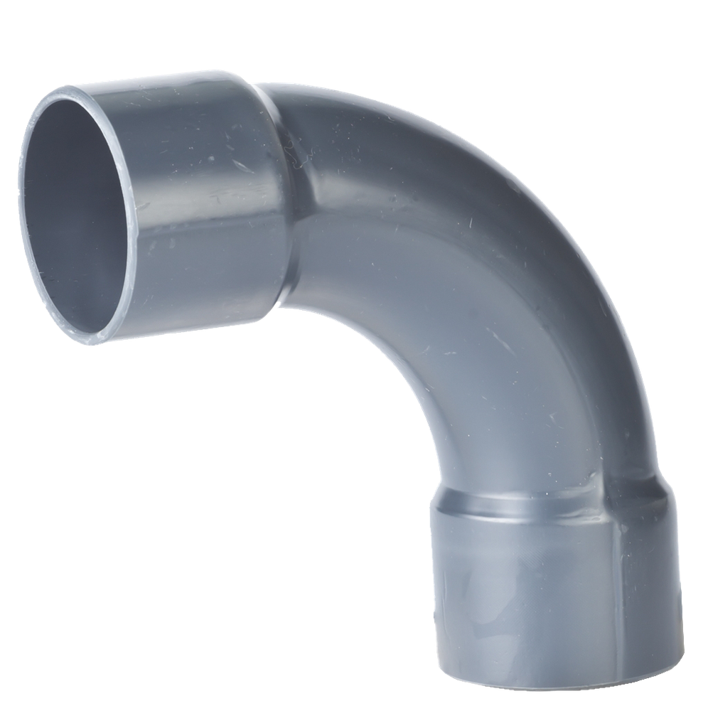 PVC druk bocht lang dia 63 90° PN10 
