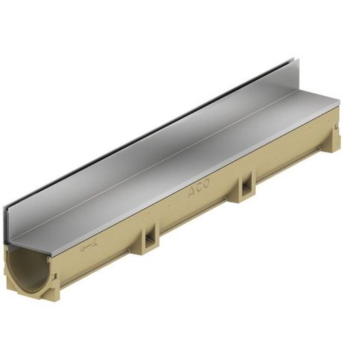 Aco Euroline 100 diskret 65 mit Edelstahlaufsatz H=118mm