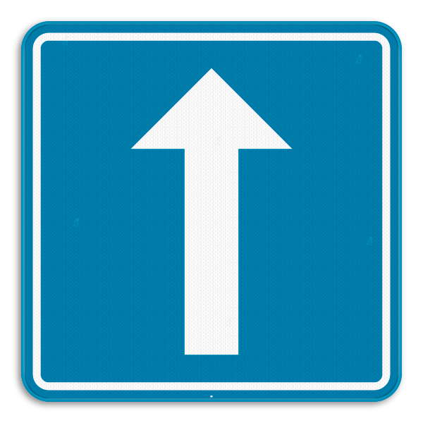 Traffic sign F19 One-way traffic T250 700x700 blue/gray