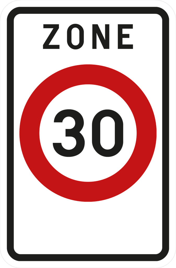 Traffic sign F4A Beginning of zone 30 SB250 400x600
