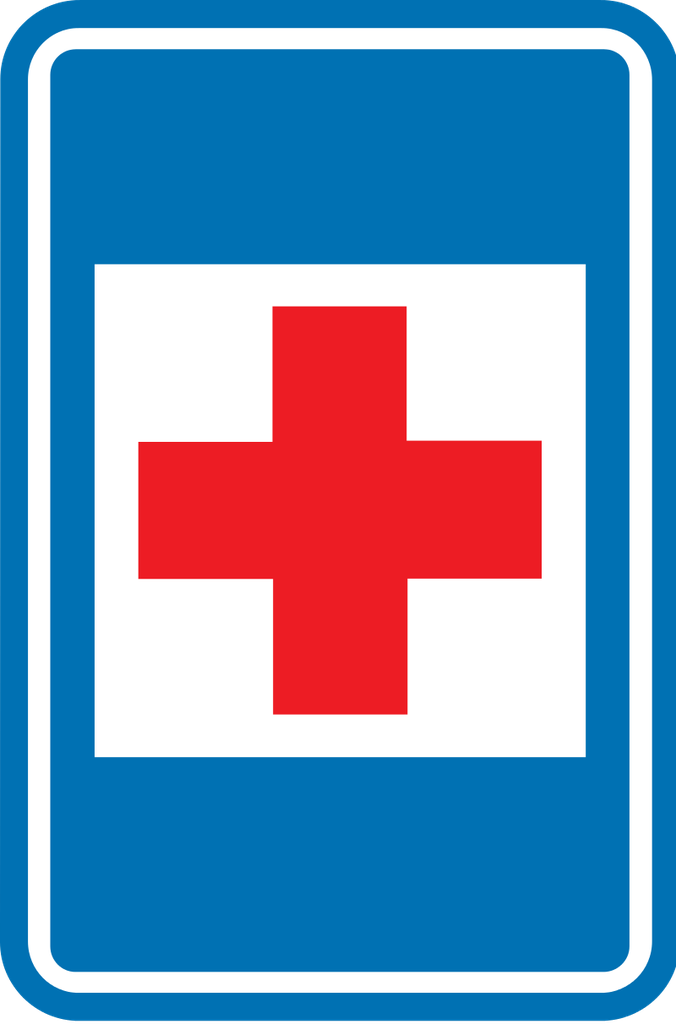 Traffic sign F55 Aid station red cross SB250 400x600