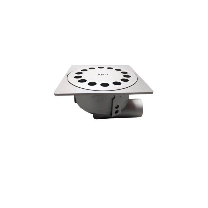 Kloksifon inox 25x25 M125 met mand H=221mm Horizontale uitlaat dia 110mm