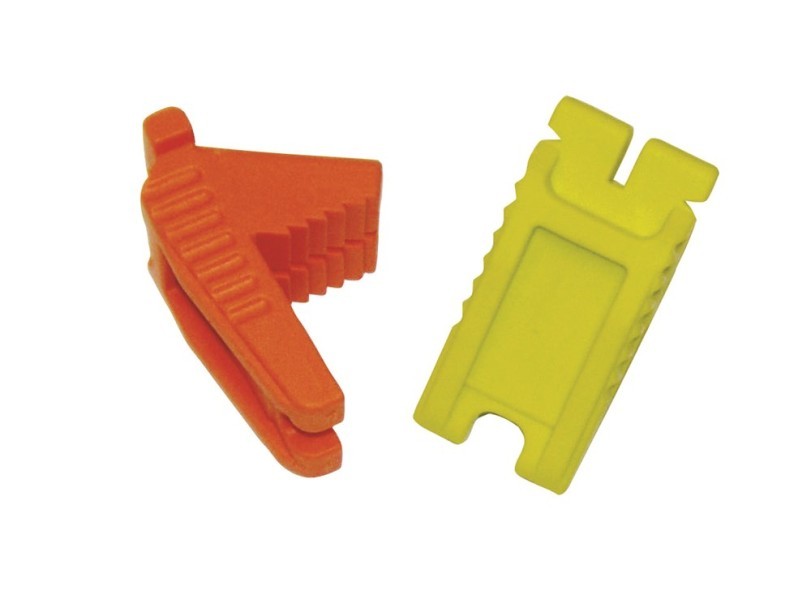 Klemmblock orange/gelber Gummi 75x50x35mm