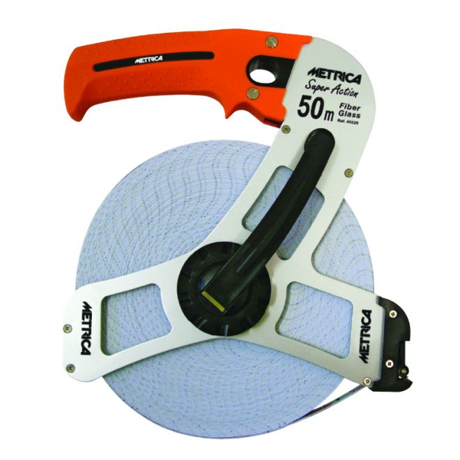 Roller gauge Metrica 50m 'Super Action' Fiber glass orange handle, open model