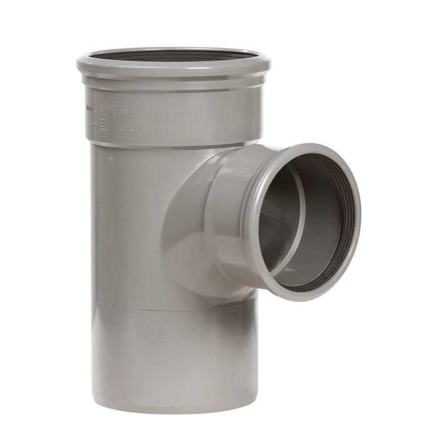 PVC T-Stück Durchm. 160 87° 2xMSp grau benor SN4