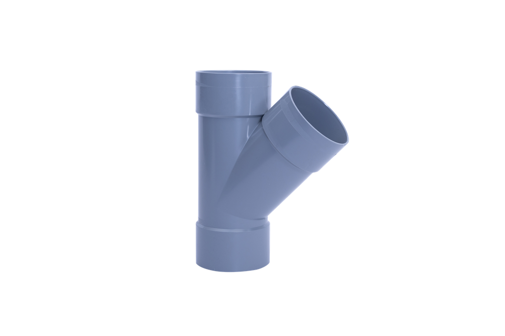 PVC T-stuk dia 50 45° 3xM grijs 