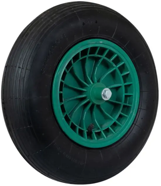 Kruiwagenwiel PVC met as erbij 