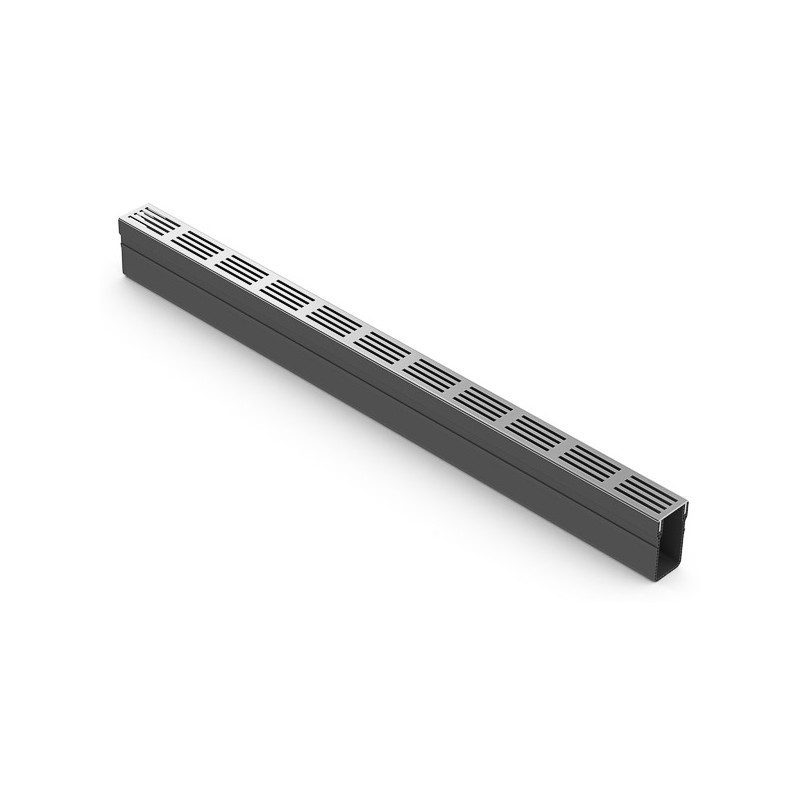 Afvoergeul 65x100mm ACO Slimline grijs alu designrooster l=1m