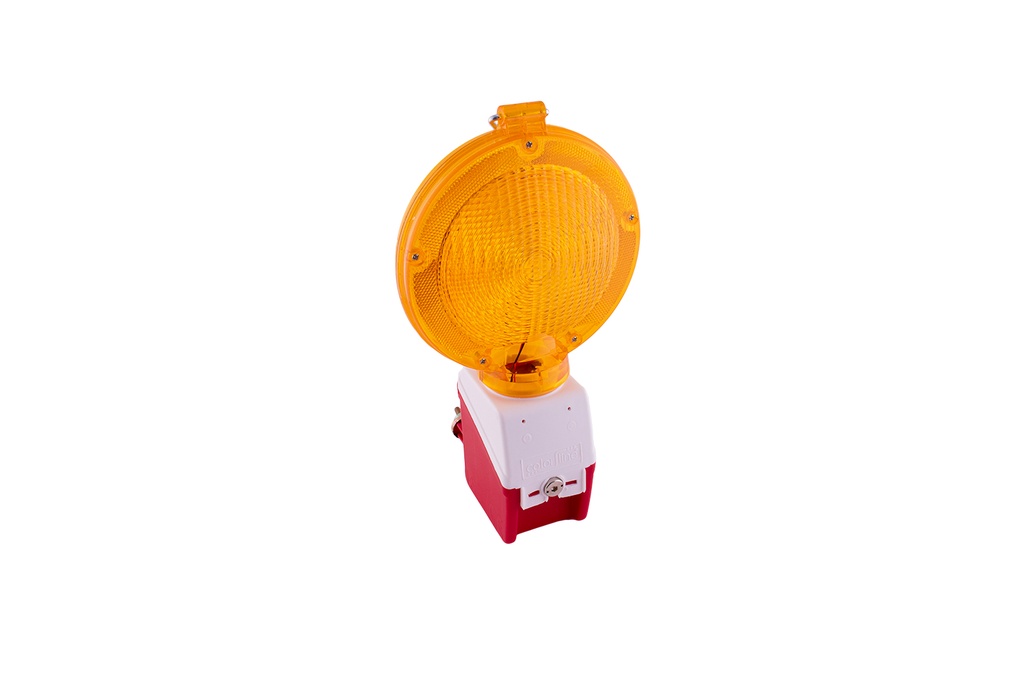 Werflamp żółte światło 180 mm + uchwyt antykradzieżowy (podstawa czerwono-biała)