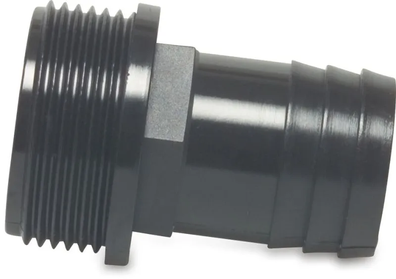 Króciec węża PP 1/2" x 9 mm gwint zewnętrzny x przelotka węża 6bar czarny typ rec