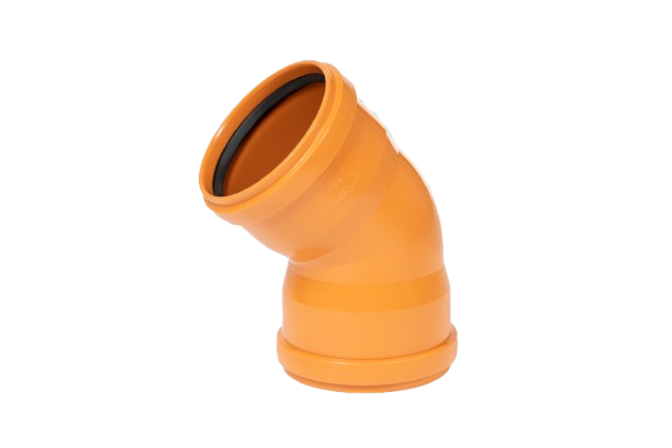PP Tube d'égout en coin dia 125mm 45° 2xM rouge brun benor SN8