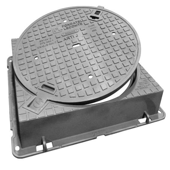 Fahrbahnabdeckung aus Gusseisen T109A D400 - VK VO=700mm H=200mm BENOR