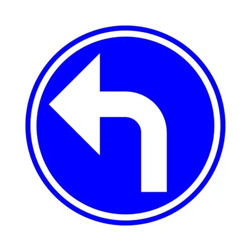Traffic sign D1e Mandatory left turn SB250 dia 700 HI WZ