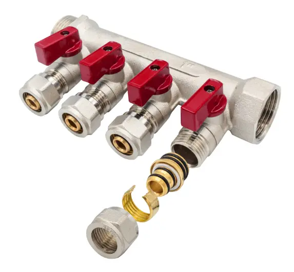 Manifold avec robinet à soupape 1" 4x16 rouge