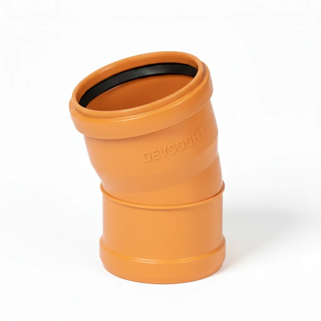 PP Bocht riolering dia 160mm 15° 2xM roodbruin benor SN8