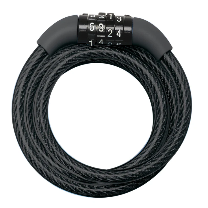 Zapięcie rowerowe szyfrowe (spiralne) czarne 1,2 m x 8 mm