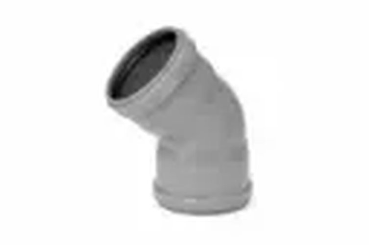 PP Bocht riolering dia 125mm 45° 2xM grijs benor SN8