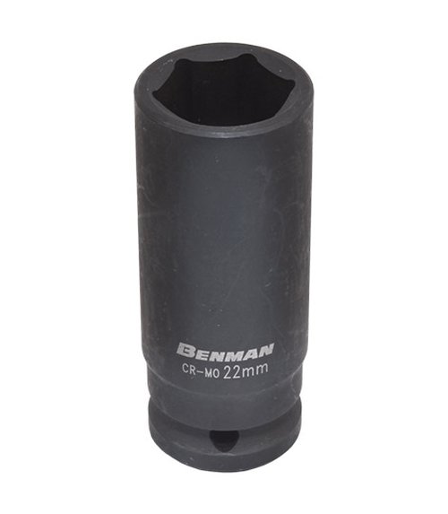 Slagdop lang 1/2" x 22mm zwart, Benman