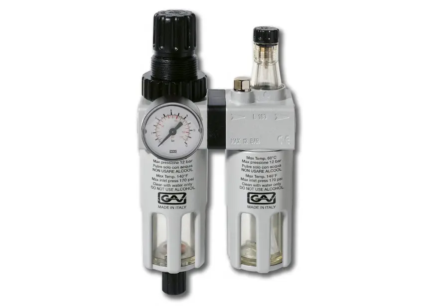 Pressure regulator with water separator and oil mist lubricator 1/4"