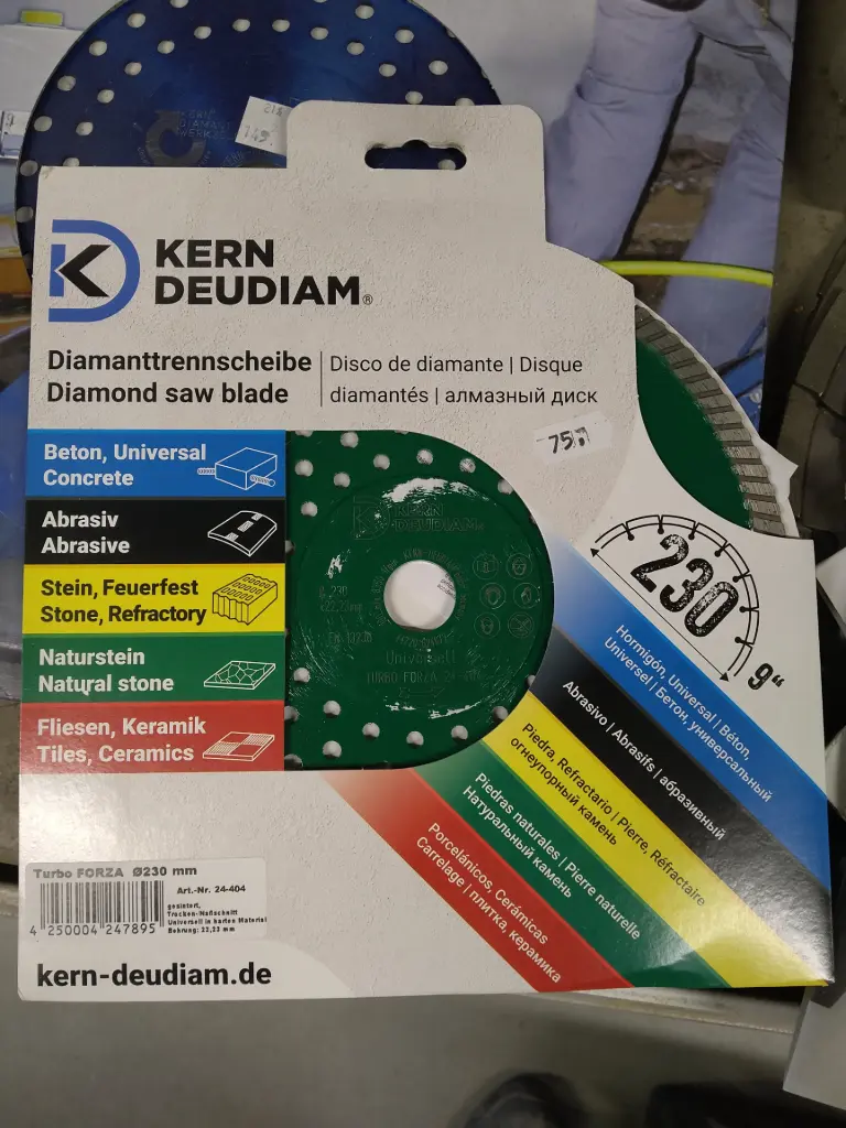 Tarcza diamentowa z rdzeniem, średnica 230 x 22,23, do betonu, kamienia naturalnego, płytek i klinkieru