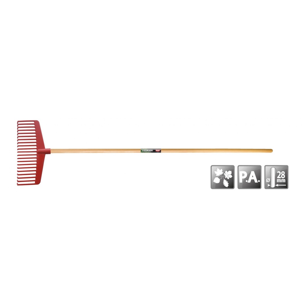 Leaf rake 380mm polyamide fixed m/st 1.5m