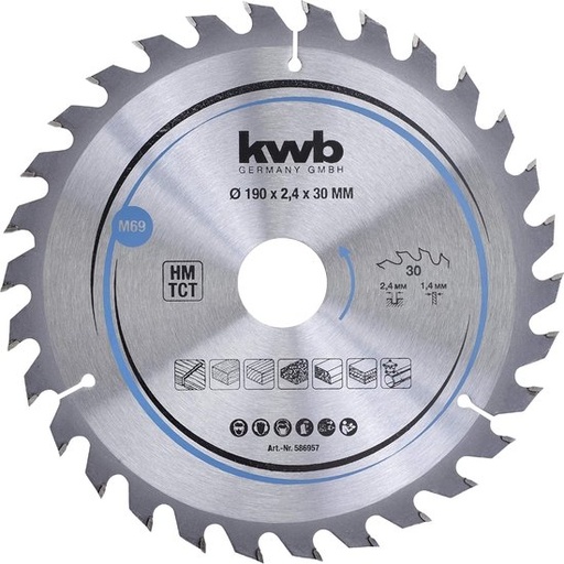 [KWB586957] Zaagblad hout 190mm x 30 x 69 t 