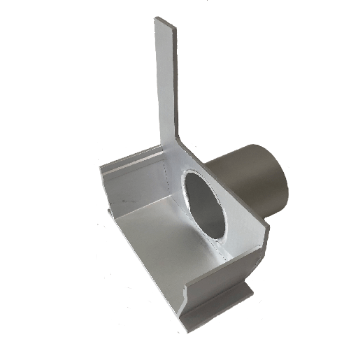 [ARDRAINS50RA] Aluminium afvoergeul met zijspleet 2 cm stop met uitloop dia 50mm rechts