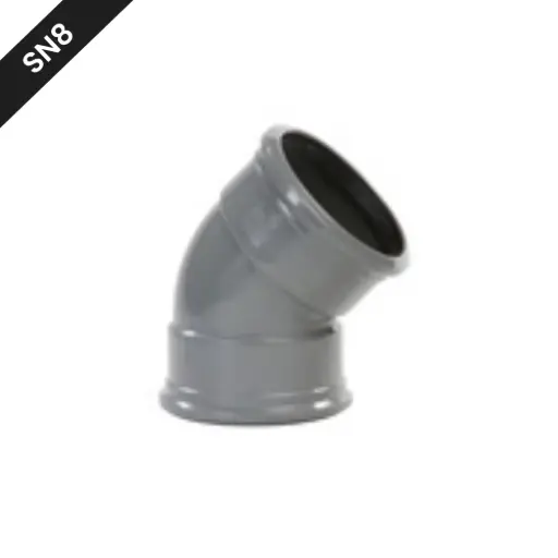 [BB1604SN8] Coude PVC assainissement dia 160 45° 2xM gris benor SN8
