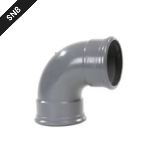 [BB1608SN8] Coude PVC assainissement dia 160 87° 2xM gris benor SN8