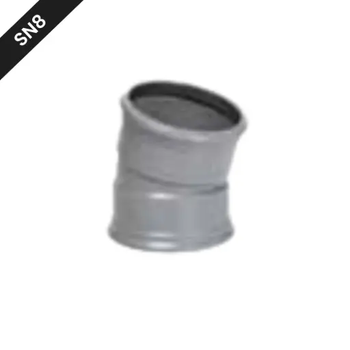 [BB2001SN8] PVC street sewer bend dia 200 15° 2xM gray benor SN8 (to order)