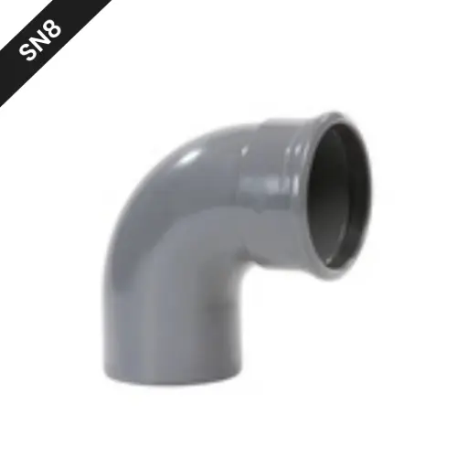 [BBS1608SN8] Kolanko kanalizacyjne PVC śr. 160 87° MSp szare benor SN8